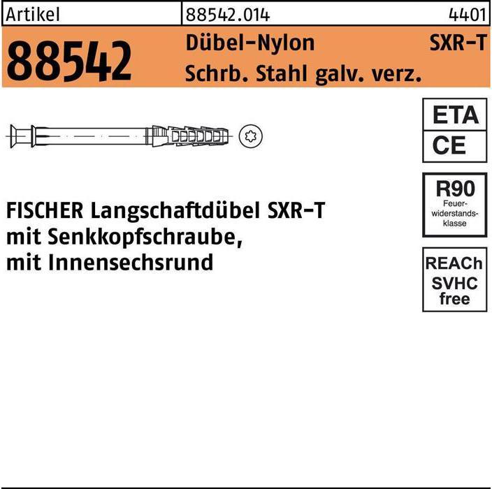 Actual product image Fischer Frame anchor R 88542 SXR 10x200 T screw steel galv. zinc-plated / anchor nylon (50 pcs.)