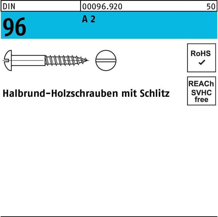 Actual product image Wood screw DIN 96 half round head slotted 4.5 x 45 A 2 (200 Screws per piece)