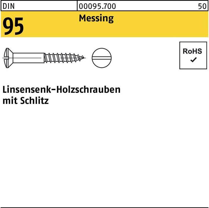 Produktbild Holzschraube DIN 95 Linsensenkkopf Schlitz 3,5 x 30 Messing (200 Schrauben pro Stück)