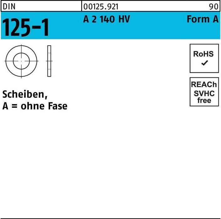 Produktbild Unterlegscheibe DIN 125-1 Form A 43 x78 x7 A 2 140 HV