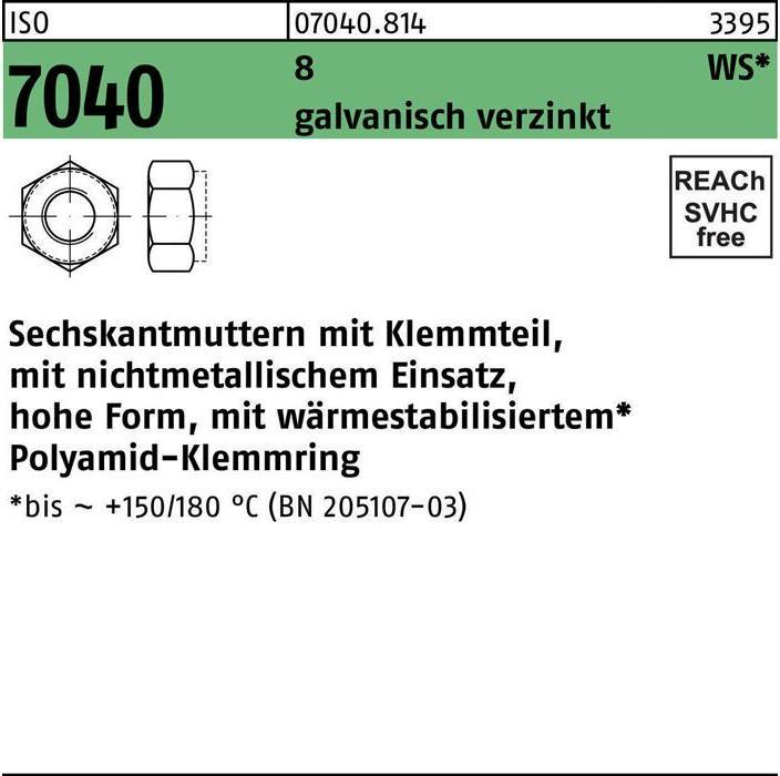 Actual product image Hexagon nut ISO 7040 w.clamping part M 6 8 galvanised brown ring (M6)