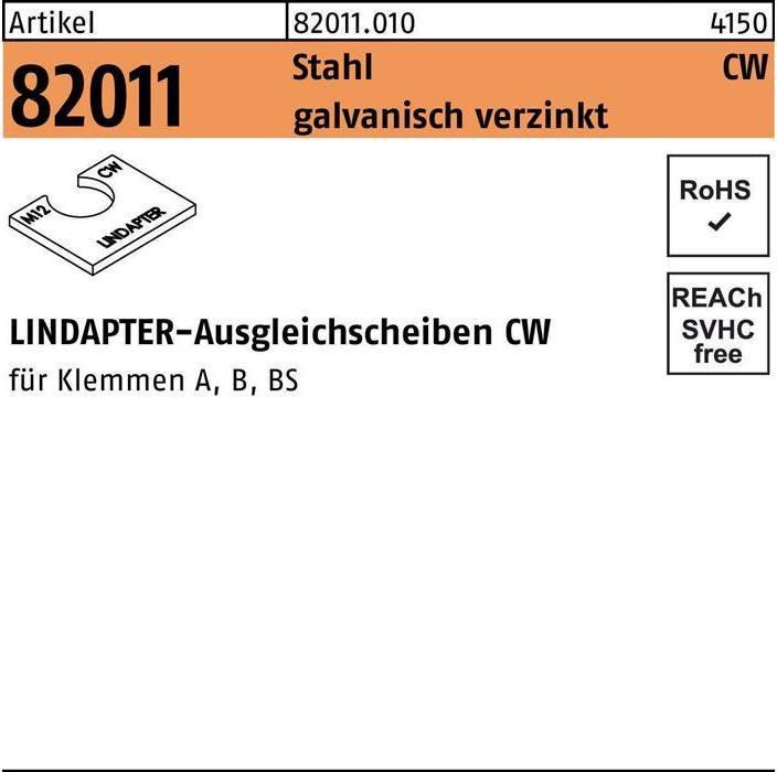 Productafbeelding Lindapter Shim R 82011 CW M 10 / 2.0 Gegalvaniseerd staal