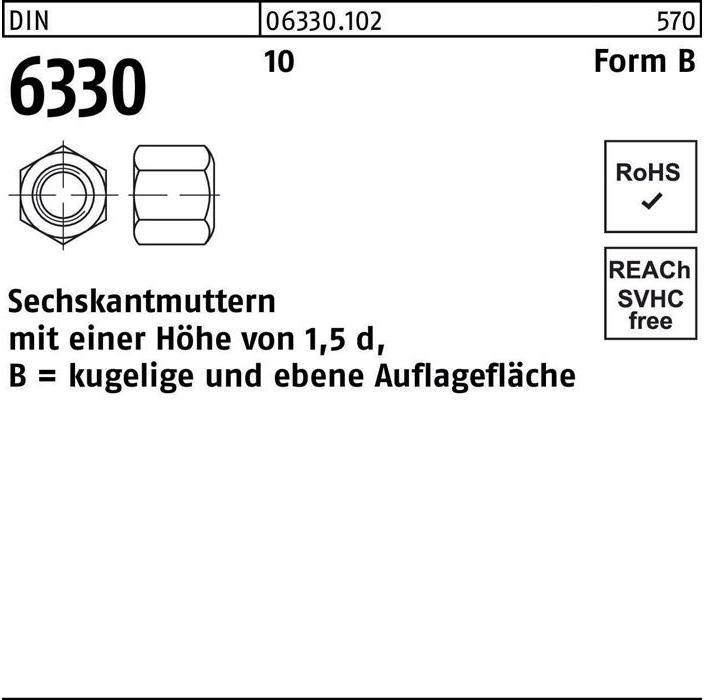 Zeskantmoer DIN 6330 vorm B BM 8 SW 13 10 (M8)