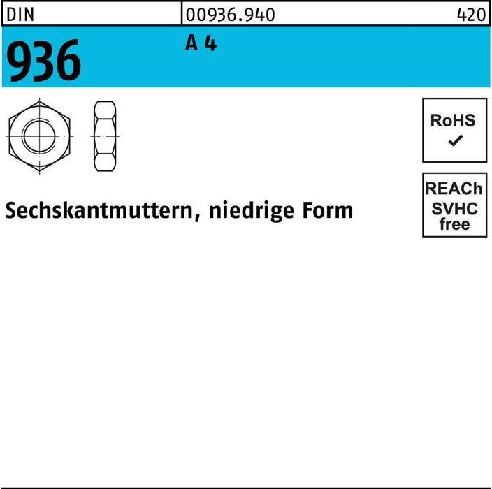 Produktbild Sechskantmutter DIN 936 M 12 A 4 (M12)