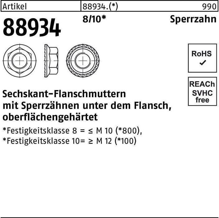 Sechskantflanschmutter R 88934 Sperrzahn M 5 8 (M5)