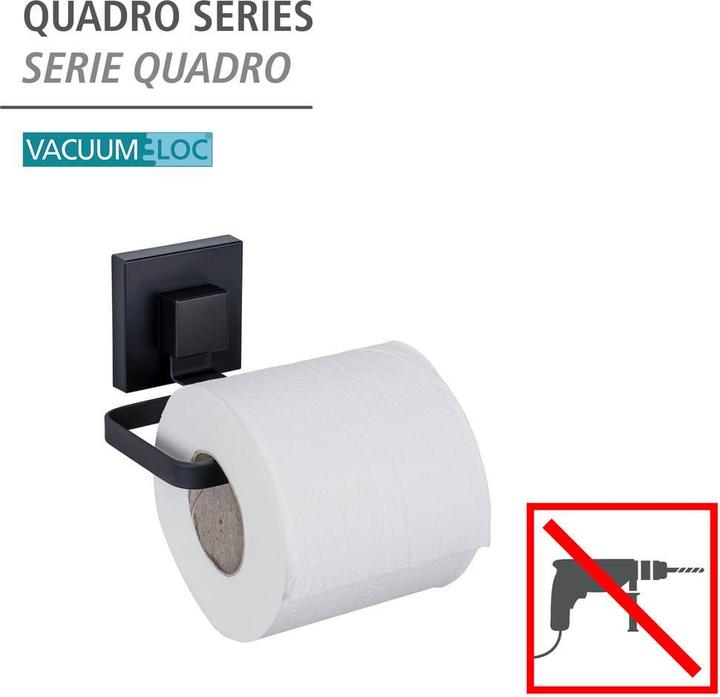 Actual product image Wenko Vacuum-Loc® Toilettenpapierhalter Mod. Quadro Schwarz Befestigen ohne Bohren