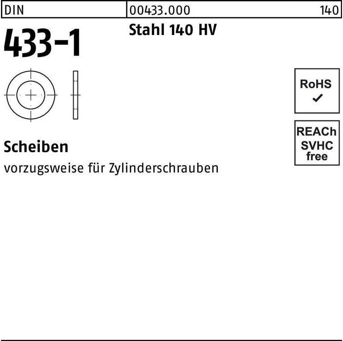 Actual product image Washer DIN 433-1 2.2 x 4.5x0.3 Steel 140 HV