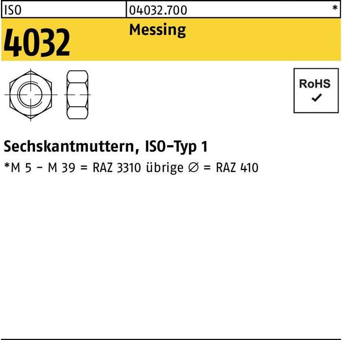 Produktbild Bufab Sechskantmutter ISO 4032 M 10 Messing (M10)