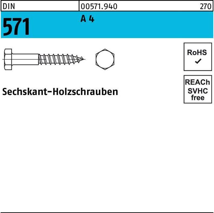Productafbeelding Zeskant houtschroef DIN 571 5 x 60 A 4 (200 Schroeven per stuk)