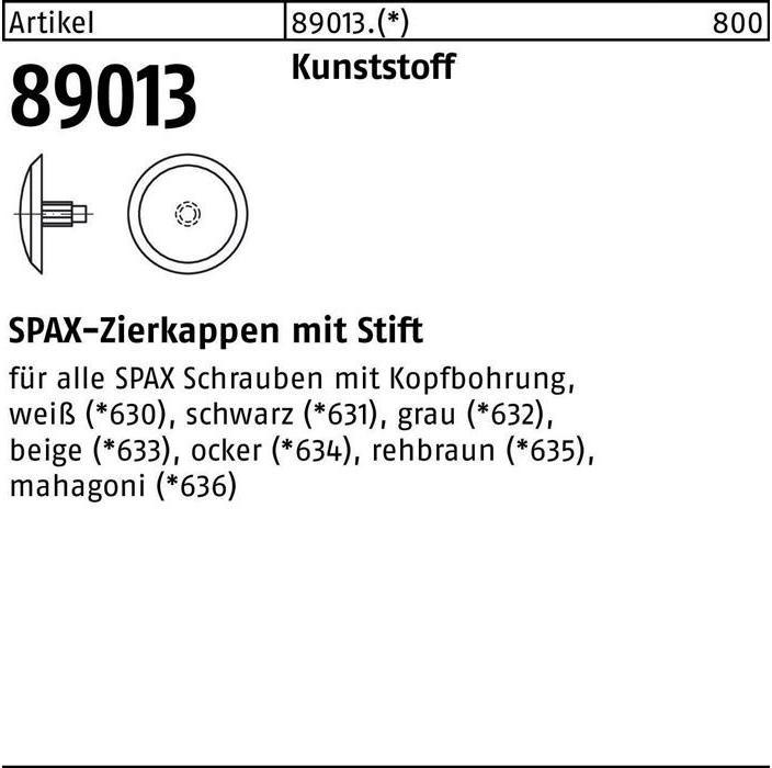 Actual product image Spax Cap R 89013 head bore white plastic