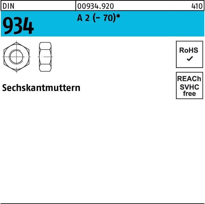 Sechskantmutter DIN 934 M 4 A 2 (- 70) (M4)