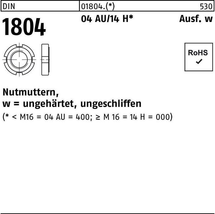Produktbild Nutmutter DIN 1804 M 52 x 1,5 Automatenstahl/14 H