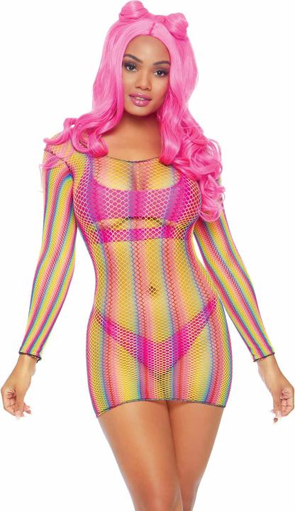 Image du produit Leg Avenue Rainbow fishnet mini robe (Taille unique)