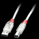 Actual product image Lindy USB 2.0 Cable Type A/B, transparent, 0,2m Type A/B M/M High/Full/Lowspeed (0.20 m, USB 2.0, 2.50 W)