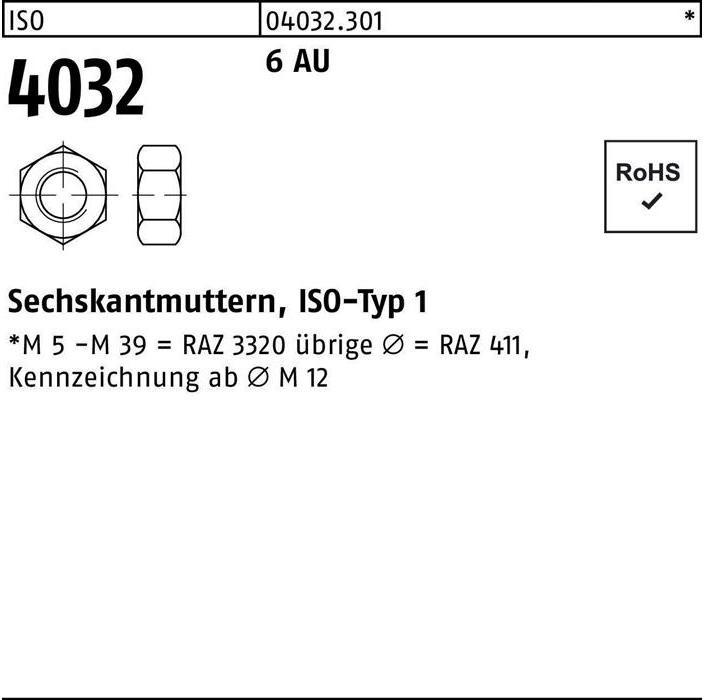 Bufab Écrou hexagonal ISO 4032 M 2,6 6 Acier de décolletage (M2.6)