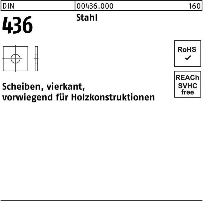 Produktbild Unterlegscheibe DIN 436 vierkant 13,5x 40 x 4 Stahl