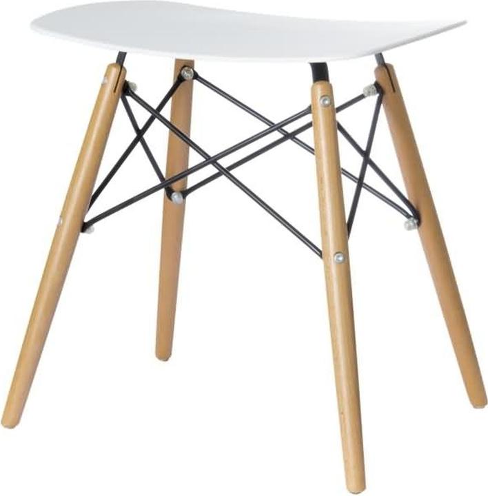 Paperflow Tabouret SKOLL, pieds en hêtre massif, assise blanche.