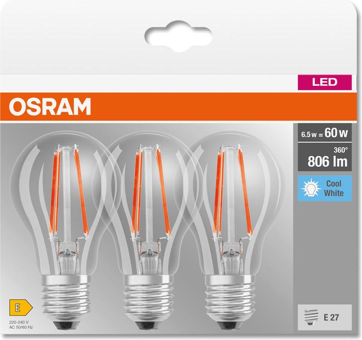 Image du produit Osram Base Classic A (E27, 7 W, 806 lm, 3 x, E)