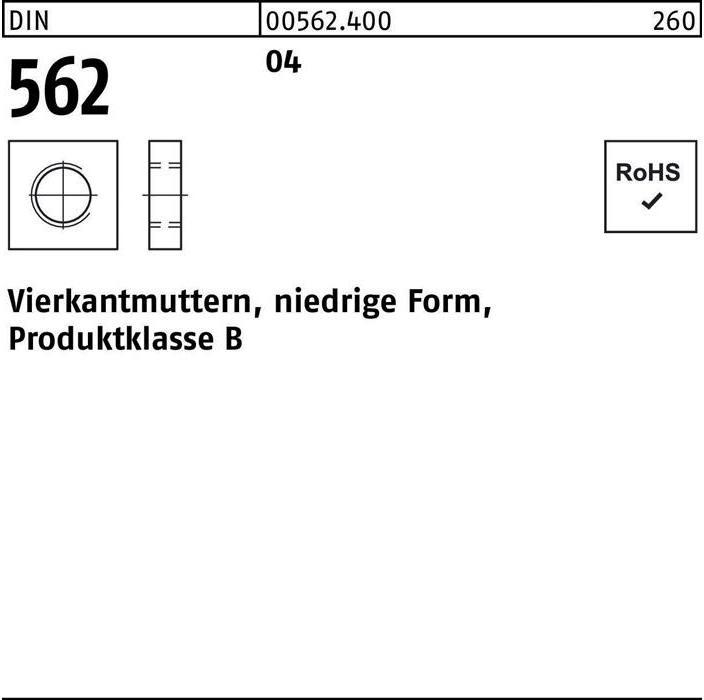 Produktbild Vierkantmutter DIN 562 niedrige Form M 3 Automatenstahl