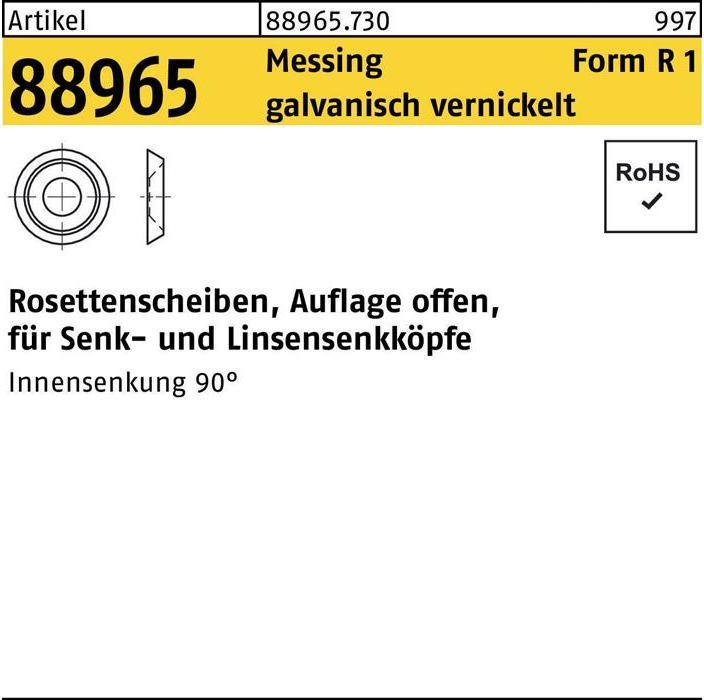 Actual product image Rosette washer R 88965 open 7.0 x12.5 x3.2 Galvanised nickel-plated brass
