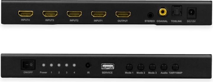 Produktbild LogiLink HDMI-Switch 4x1-Port, Multiviewer, 1080p/60 Hz, Scaler, Seamless, RC