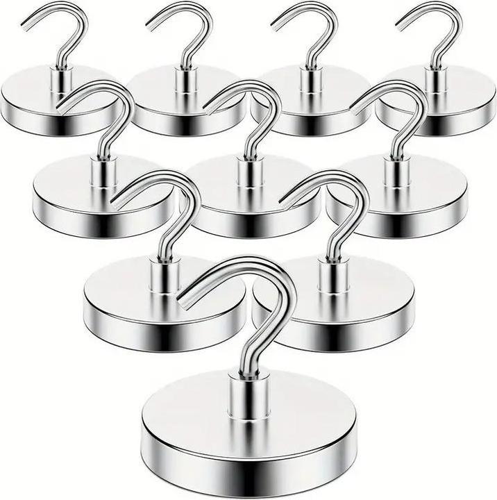 Actual product image Swissdetector 10 Super Powerful Magnetic Hook Magnets ( Ø 42mm ) 72,5 Kg (10 x)