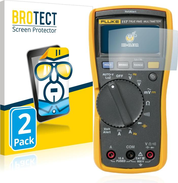 2-pack BROTECT screen protector film compatible with Fluke MultiMeter 117 (2x display)
