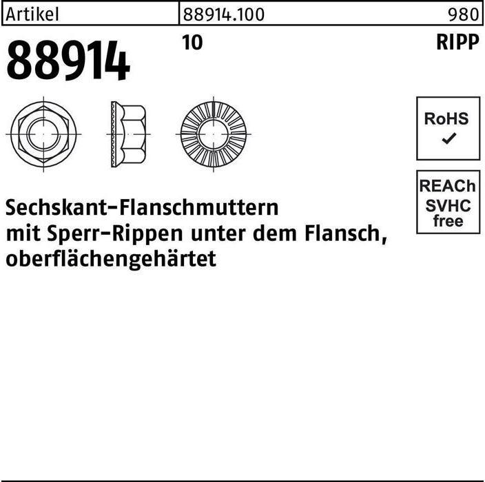 Sechskantflanschmutter R 88914 Sperr-Ripp M 5 10 (M5)