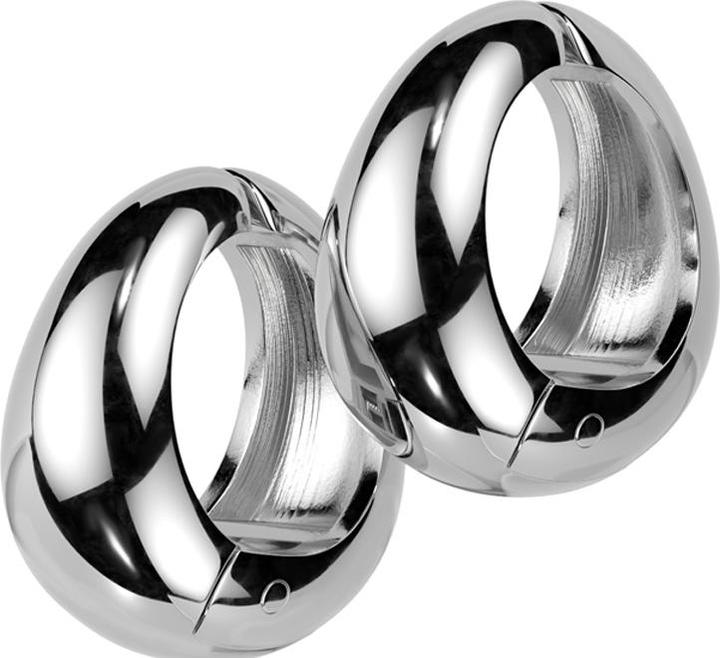 Star Piercing Ohrring zum Klappen silber Oval breit klein (ohne Messing, Chirurgenstahl 316L)