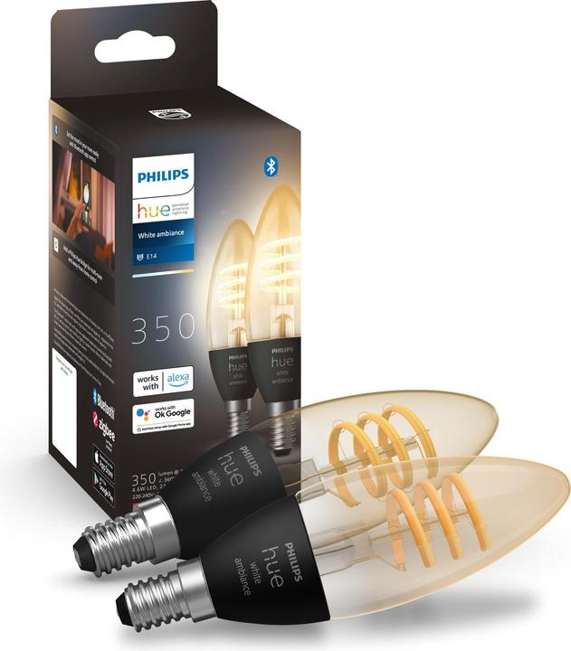 Immagine prodotto Philips Hue Filament White Ambiance (E14, 4.60 W, 350 lm, 2 x, G)