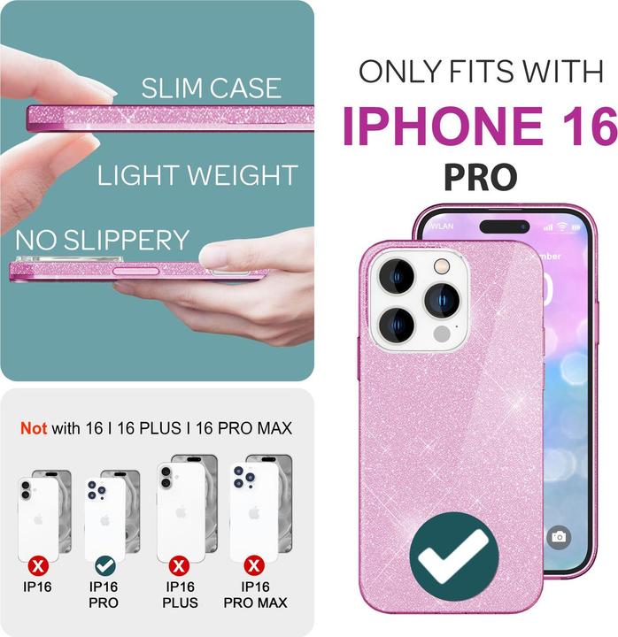 Immagine prodotto Nalia Copertina ibrida glitterata (Apple iPhone 16 Pro)