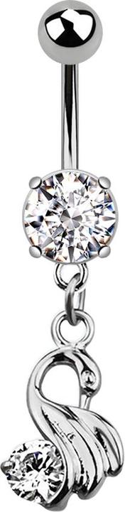 Star Piercing Banane silber mit Anhänger Schwan silber (Titan G23, ohne Messing)