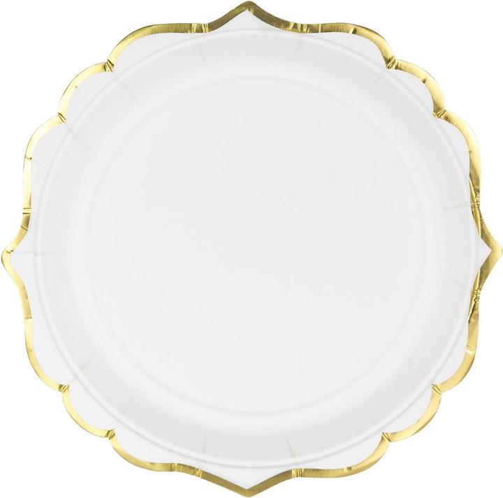 Produktbild Partydeco Pappteller - Weiss mit Goldrand 18cm (6 Stk.) (6 x)