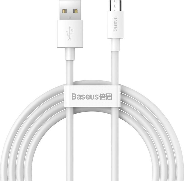 Image du produit Baseus Simple Wisdom Data Cable Kit USB to Micro 2.1A (2PCS/Set) 1.5m White (1.50 m)