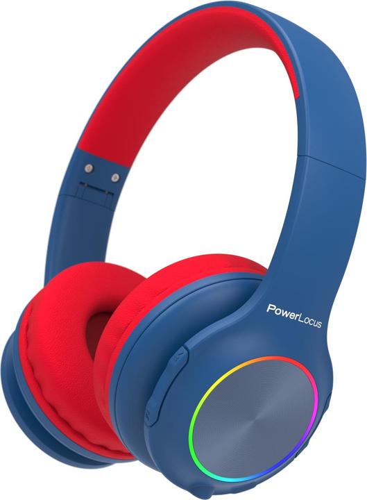 PowerLocus PLED Bluetooth-Kinderkopfhörer blau/rot