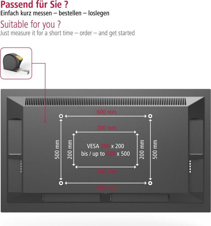 Produktbild Hama TV-Wandhalterung, schwenkbar, neigbar, ausziehbar, 191 cm (75") bis 45 kg (Wand, 75", 45 kg)