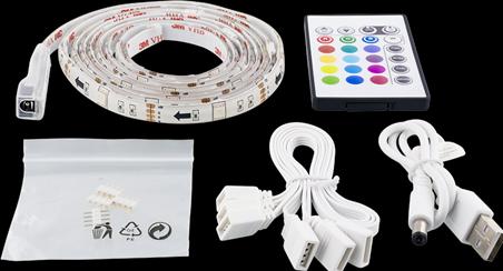 Actual product image Deltaco LED juosta GAMING RGB, 2x50cm,12 (Multicoloured, 200 cm, Indoor)
