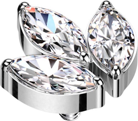 Immagine prodotto Star Piercing Ancora dermica argento tre cristalli ovali argento (Titanio G23, senza ottone)