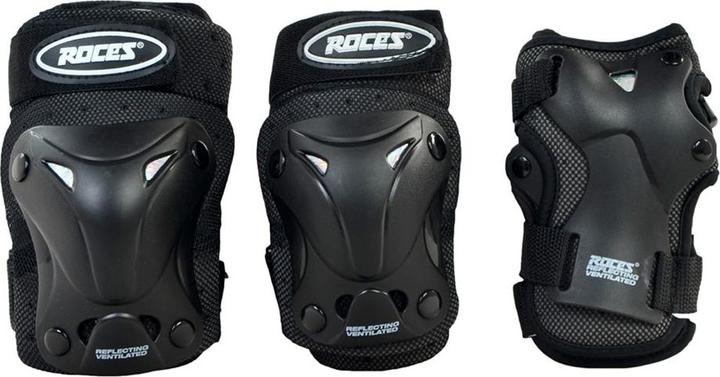 Roces Ochraniacze na łyżworolki Ventilated JR czarne 3pack 301352 01 M (One Size, Ellbogenschoner, 6 Stück)