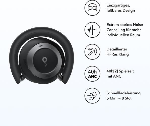Productafbeelding Anker Soundcore Space One Pro + Case black (ANC, 40 h, Bedraad)