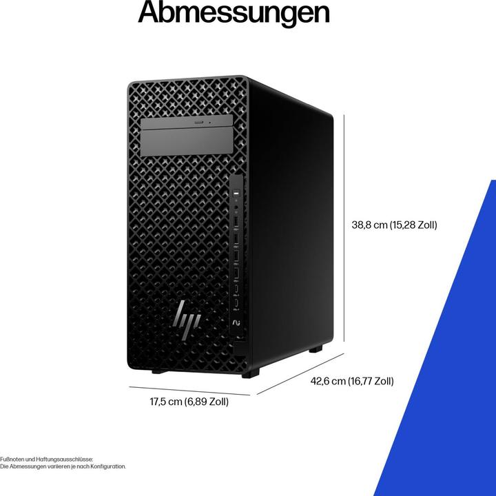 Image du produit HP Z2 Tower G1i Intel Core Ultra 9 285 32GB 1TB/SSD W11P SmartBuy 3J Gar (DE) (Intel Core Ultra 9 285, 32 Go, 1000 Go)