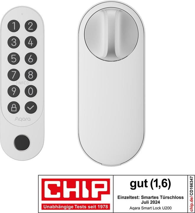 Aqara Slim slot U200 (Vingerafdruk, Smartphone, Elektronische cijfercombinatie, Sleutelkaart)