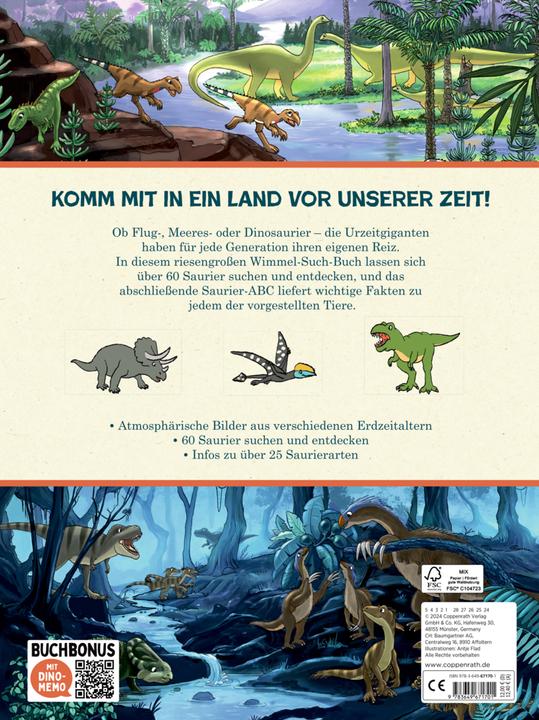 Produktbild Mein riesengrosses Wimmel-Such-Buch: Dinosaurier & Co (Deutsch, Antje Flad, 2023)