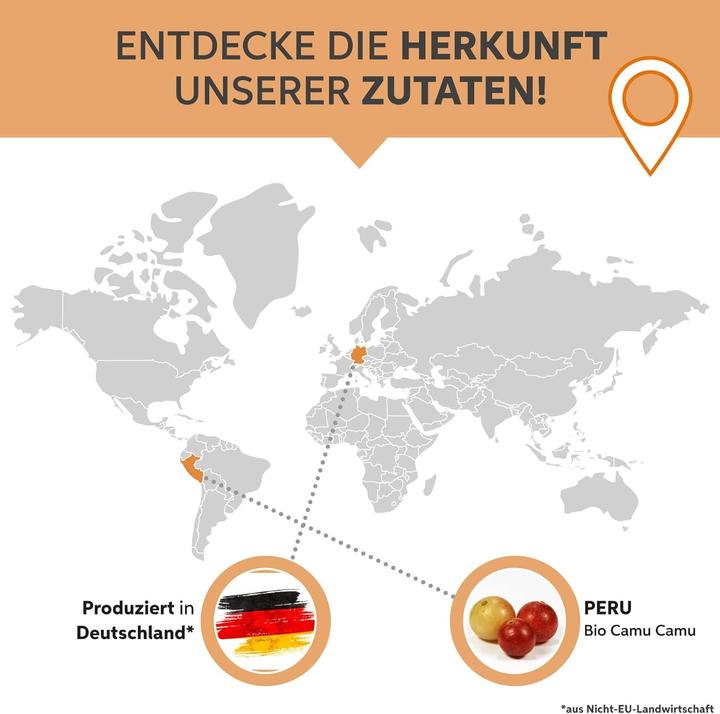 Produktbild Eltabia Bio Camu Camu Kapseln | Hochdosiert 84mg Tagesdosis | 100% natürliches Vitamin C (200 Stück, Kapseln)