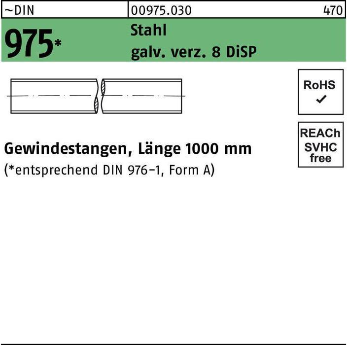 Produktbild Gewindestange DIN 975 M 10 x 1000mm Stahl galvanisch verzinkt 8 DiSP