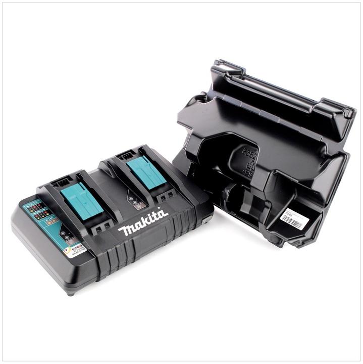 Actual product image Makita DC 18 RD ZE Charger 7.2V - 18V for 2 Li-Ion batteries - 2-fold charger with inlay (18 V)