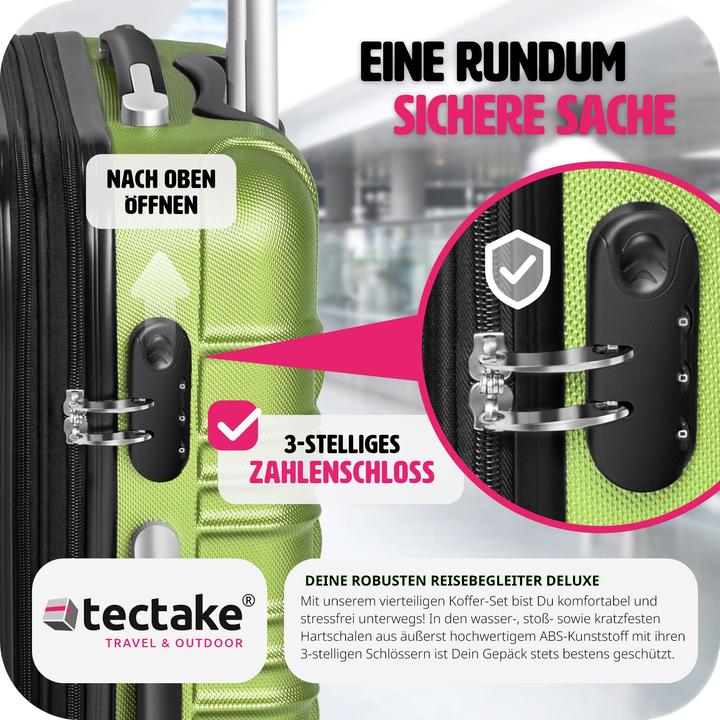 Immagine prodotto tectake Set di valigie rigide (106 l, Bagaglio a mano (fino a 50 litri), M (50 - 90l), L (90 - 115l))
