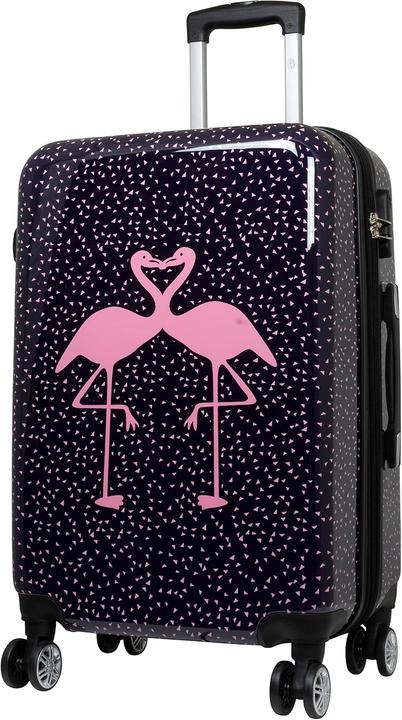 Immagine prodotto Trendyshop365 3-teiliges Hartschalen-Kofferset mit Flamingo-Motiv (94 l, Bagaglio a mano (fino a 50 litri), M (50 - 90l), L (90 - 115l))