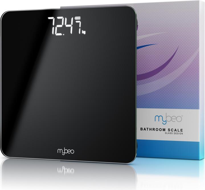 Produktbild Mybeo Digitale Waage für Personen, Digitalwaage, Personenwaage, grosse Trittfläche aus 6mm Sicherheitsglas (180 kg)