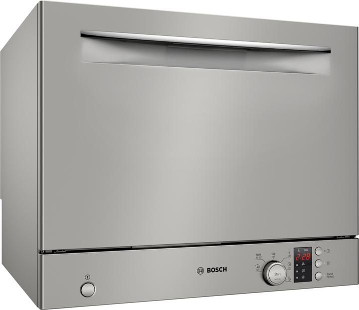 Bosch Hausgeräte Serie 2, Freistehender Kompakt-Geschirrspüler, 55 cm, Gebürsteter Stahl mit Anti-Fingerprint, SKS2IT